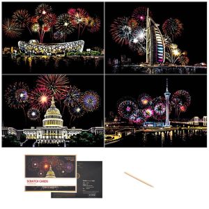 اسکرچ برد (نقاشی خراشیدنی) - آتش بازی در شهر (مدل 2)